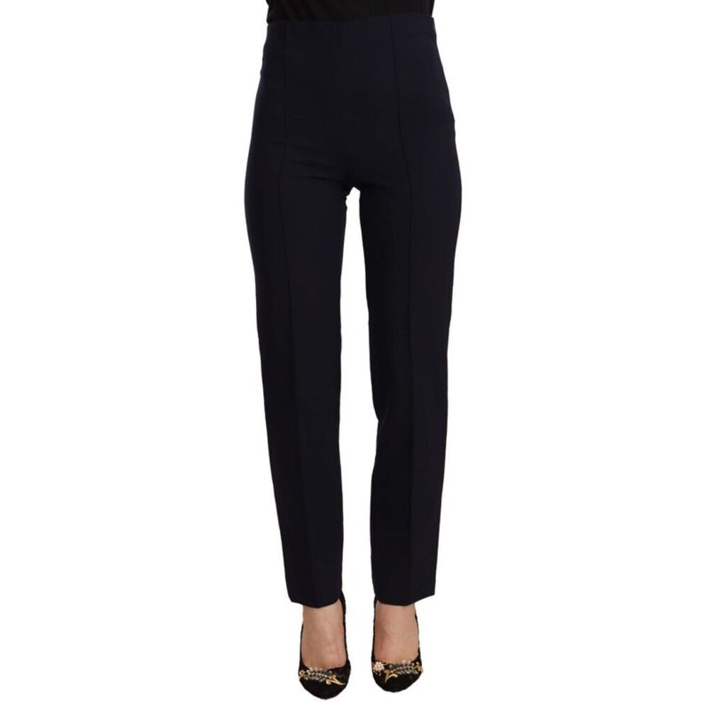 AGLINI Black High Waist Polyester Women Straight Women's Pants
